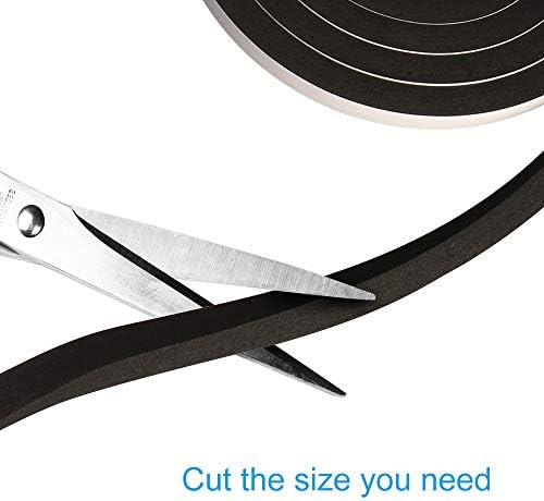 Window Door Seal Tape 1/2Inch Wide X 1/2Inch Thick, Weather Stripping for Doors High Density Foam Seal Tape Sliding Door Weather Strip,10 Feet Long …