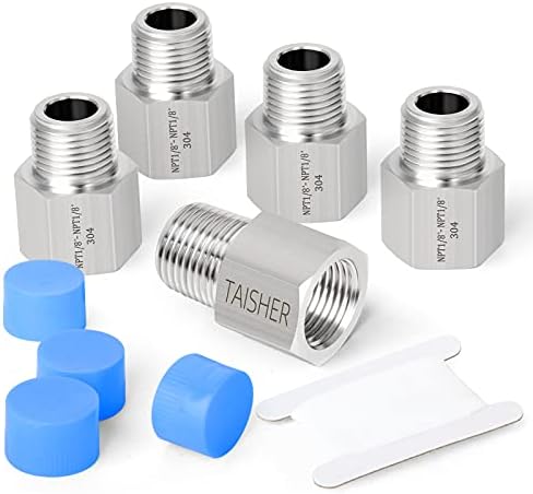 TAISHER 5PCS Forging of 304 Stainless Steel Pipe Fitting, Reducer Adapter, 1/8-Inch Male Pipe x 1/8-Inch Female Pipe