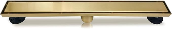 Neodrain 60-Inch Gold Linear Shower Drain, 2-in-1 Flat & Tile Insert Cover, Stainless Steel Linear Drain, Brushed Brass Rectangle Shower Floor Drain with Hair Strainer, Watermark&CUPC Certified