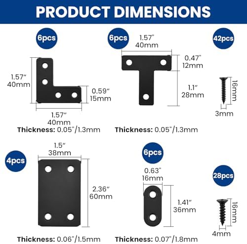 22 Pack Stainless Steel Fixing Flat Bracket Set