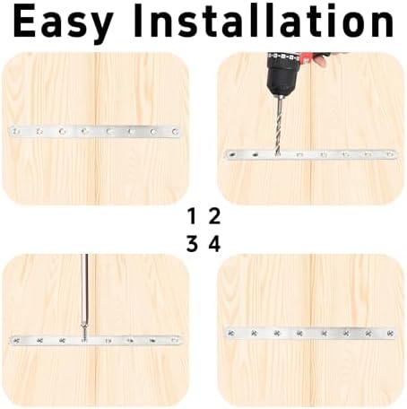 9.6 Inch Stainless Steel Straight Brace, Flat Straight Support, Repair Fixed Bracket Connector, Heavy Duty Furniture Repair Fixing Joint with Screw, 2PCS