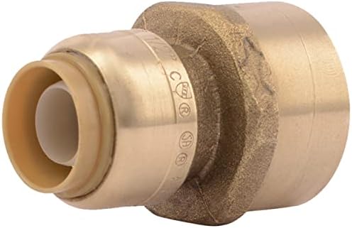 SharkBite 1/2 x 3/4 Inch FNPT Reducing Adapter, Push To Connect Brass Plumbing Fitting, PEX Pipe, Copper, CPVC, PE-RT, HDPE, U068LFA