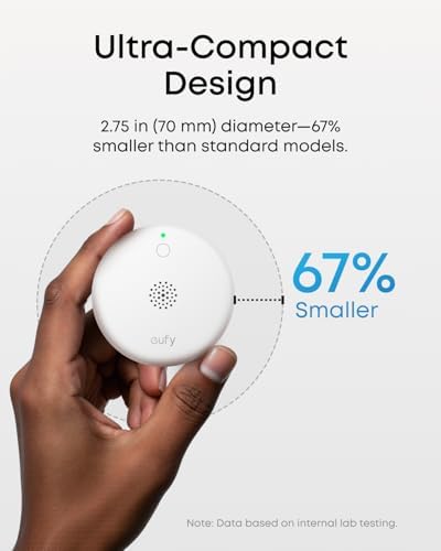 eufy Security Smoke Alarm E10, Smoke Detector, Ultra-Compact 70 mm Design