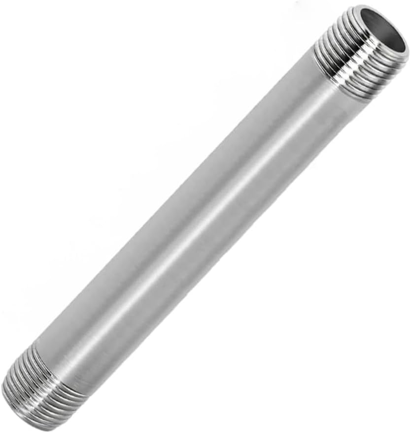 304 Stainless Steel Nipple Pipe Fitting 1" NPT X 1" NPT Male Thread Cast Pipe Fittings 12" 300mm Length 1PC