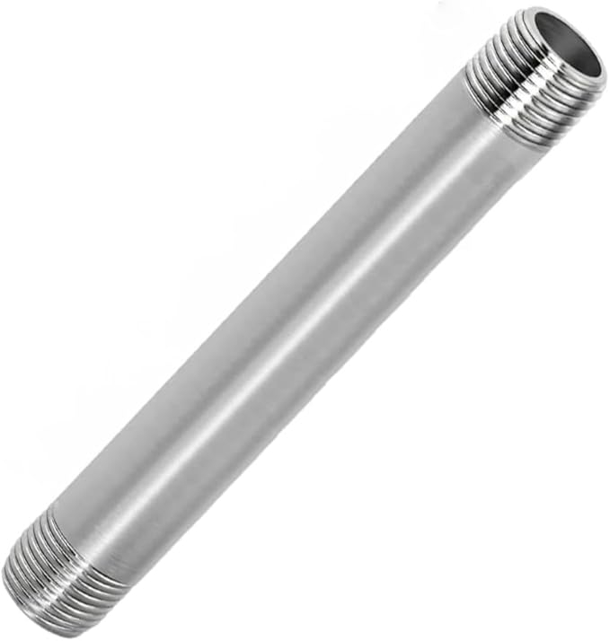 304 Stainless Steel Nipple Pipe Fitting 1" NPT X 1" NPT Male Thread Cast Pipe Fittings 12" 300mm Length 1PC