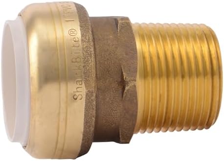 SharkBite 1 Inch PVC x 1 Inch MNPT Adapter, Push to Connect Brass Plumbing Fitting, PEX Pipe, Copper, CPVC, PE-RT, HDPE, UIP140A