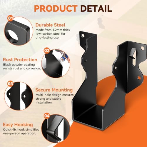 50 Pcs Black 2x4 Joist Hanger,LU24 18 Gauge Double Shear Face Mount Joist Hanger,Hurricane Ties for Rafters Tie Brackets Great for Floor Deck and Ceiling Joists