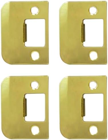 QCAA Solid Brass Extended Lip Strike, 1-3/4''X2-1/4", Polish Brass, 4 Pack, Made in Taiwan
