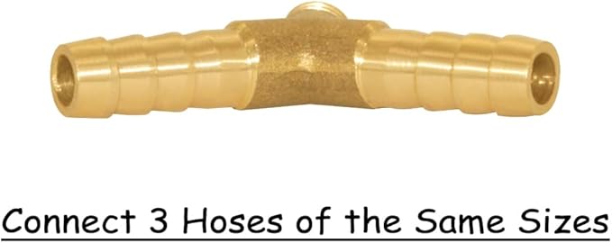 3PCS Solid Brass 3/8"OD Barb Fittings Y 3-Way Union Intersection Hose Barb Fitting for Water/Oil/Gas