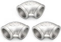 ChillWaves 304 Stainless Steel Pipe Fitting, 90 Degree Elbow 3/8" NPT Female x 3/8" NPT Female Thread Adapter(3-PACK)