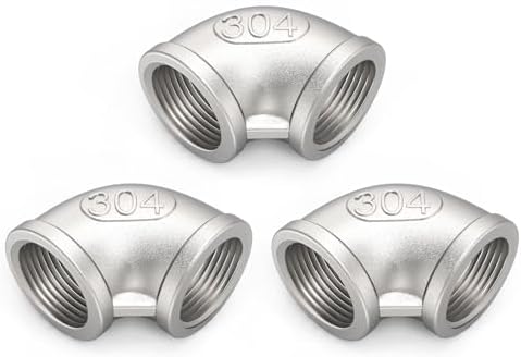 ChillWaves 304 Stainless Steel Pipe Fitting, 90 Degree Elbow 3/4" NPT Female x 3/4" NPT Female Thread Adapter(3-PACK)