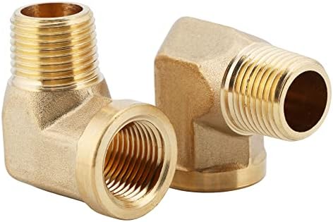 U.S. Solid 2pcs 90 Degree Barstock Street Elbow Brass Pipe Fitting 3/8" NPT Male Pipe to 3/8" NPT Female