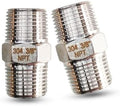 3/8" NPT Stainless Steel Hex Nipple, 2PCS Male to Male Pipe Fitting Adapter