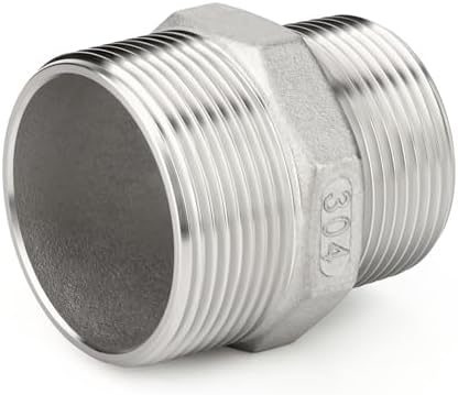 TAISHER 2PCS Cast 304 Stainless Steel Hex Nipple, Reducer Pipe Fitting 1-1/4" NPT Male x 1" NPT Male