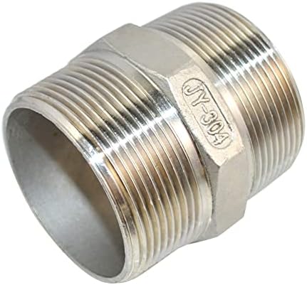 DAN SPEED Hex Nipple 2" Male x 2" Male 304 Stainless Steel threaded Pipe Fitting NPT (2 inch)