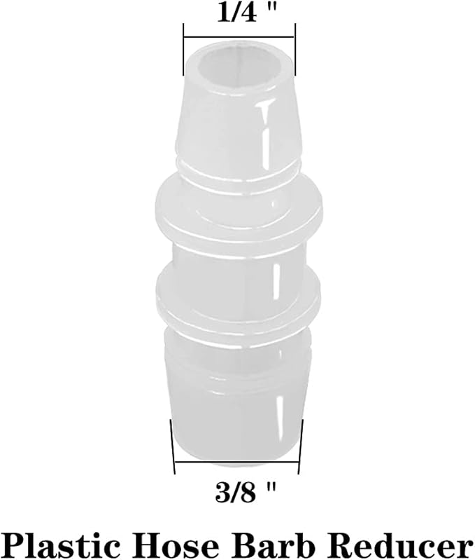 3/8" to 1/4" Hose Barb Reducer Pipe Fittings Adapter, Plastic Joint connector Splicer Mender for Aquarium Household Transport Fuel Gas Liquid Air (Pack of 4)