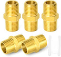 GASHER 5PC Brass Pipe Fitting, Reducing Hex Nipple, 1/2-Inch Male Pipe x 1/2-Inch Male Pipe