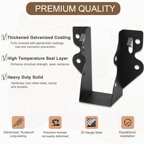 20 PCS 2x4 Joist Hanger,Black Powder-Coated,18 Gauge Galvanizing Face Mount