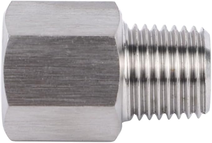Stainless Steel 304 M10*1 Female Thread x 1/8" NPT Male Adapter Metric Convert NPT Pipe Fiiting for Pressure Gage 1pc