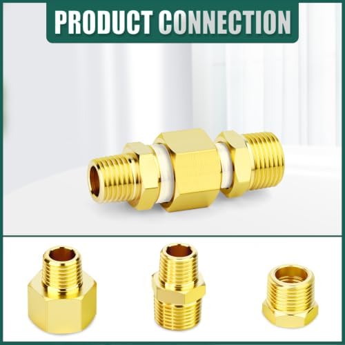 7PCS Brass Reducer Adapter Pipe Fitting, 1/4"NPT Female x 1/8"NPT Male, for Oil/Water/Gas