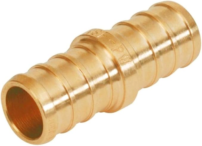 3/4 Inch (0.75) PEX Barbed Straight Coupling Connector Fitting Crimp Brass for PEX Pipe Tubing, No Lead 1 Pack