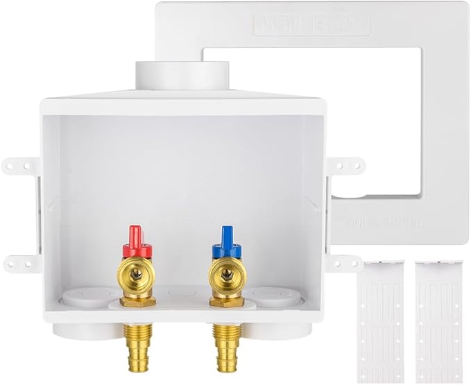EFIELD Double Drain 1/2 Inch PEX-A Expansion Connection x 3/4 Inch MHT Washing Machine Outlet Box,(WM044)