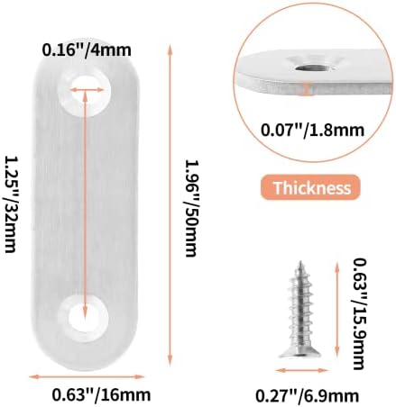Jiozermi 24 Pcs Straight Brace, 2" x 0.6", Stainless Steel