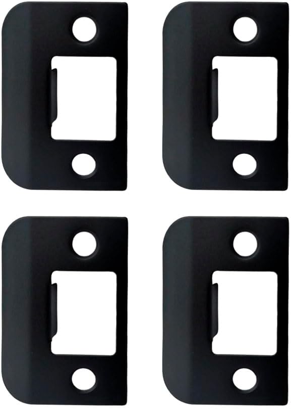 QCAA Solid Brass Extended Lip Strike, 1-1/2"X2-1/4", Matte Black, 4 Pack, Made in Taiwan