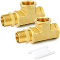 GASHER 2PCS Brass Tee Pipe Fittings, 3/4" NPT Female x 3/4" NPT Female x 3/4" NPT Male Pipe Fittings, Male Run Tee