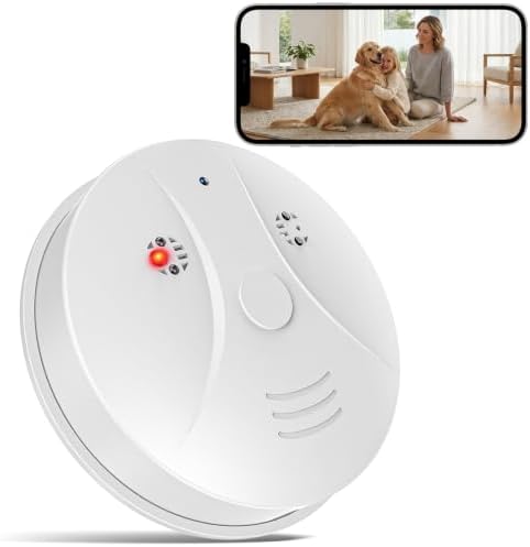 1080P HD Wireless WiFi Smoke Detector Camera for Home Security with App Control, Motion Detection, Night Vision & Loop Recording for Office/Shop/Pet, User-Friendly