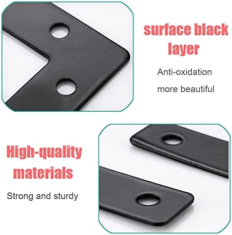 20 Pcs Black Flat Corner Brace Brackets,80mmx80mm Metal Right Angle Corner Brace L Shaped Brackets,Mending Plate Bracket with Screws