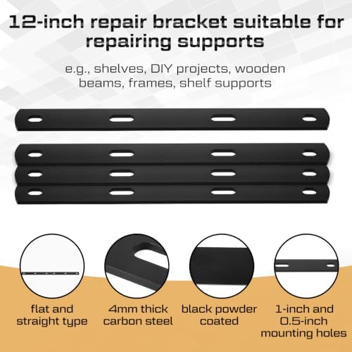 Zonon 12 Pack 12 Inch Steel Mending Plates, Straight Repair Brackets
