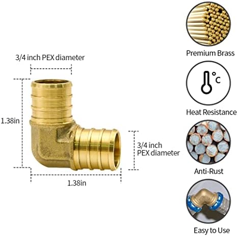 30pcs 3/4" Brass PEX Fittings, Elbow TEE Straight Couplings Set