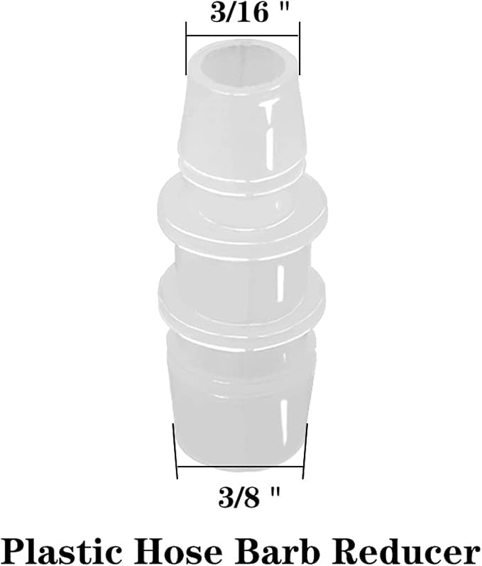 3/8" to 3/16" Hose Barb Reducer Pipe Fittings Adapter, Plastic Joint connector Splicer Mender for Aquarium Household Transport Fuel Gas Liquid Air (Pack of 4)
