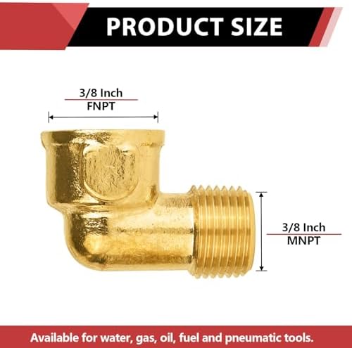 5Pcs EFIELD 3/8"MNPT X3/8"FNPT 90 Degree Barstock Street Elbow(NPT120-5)