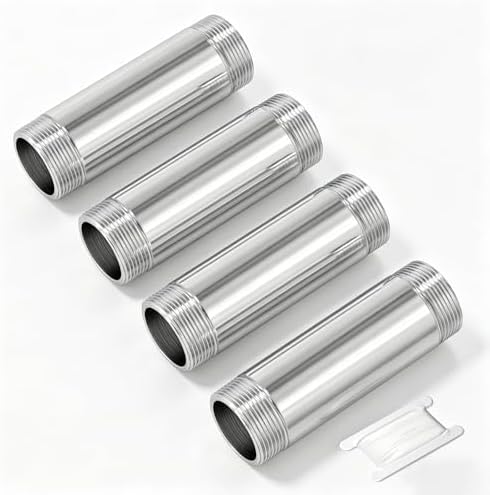 TAISHER 4Pcs 304 SS Nipple Cast Pipe Fitting, 1" NPT Male, 4" Length