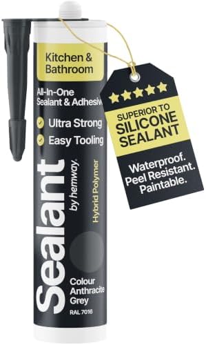 Hemway Kitchen & Bathroom Anthracite Gray Sealant & Adhesive 300ml 1 Pack