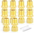 GASHER 10PCS Brass Compression Tube Pipe Fitting Connector, 3/8" Tube OD x 1/8" NPT Male Connector