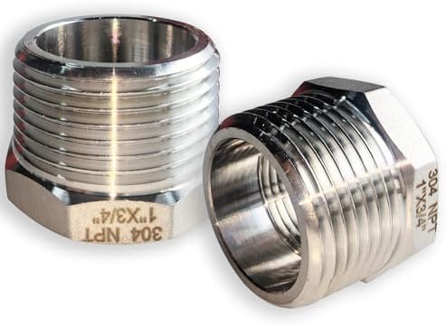 2 Pcs Stainless Steel Bushing 1" Male to 3/4" Female, 1" to 3/4" NPT Adapter Hex Stainless Steel Reducing Pipe Adapter Fitting Stainless Steel Fitting Pipe Hose Tube Adapter Convert