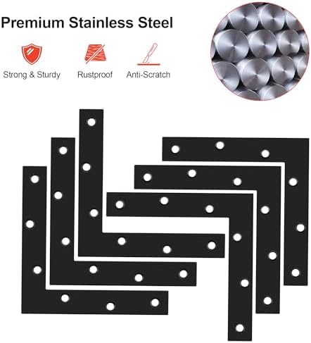 SAYAYO Flat L Bracket, 150x150mm / 6" x 6" Stainless Steel L Mending Plate