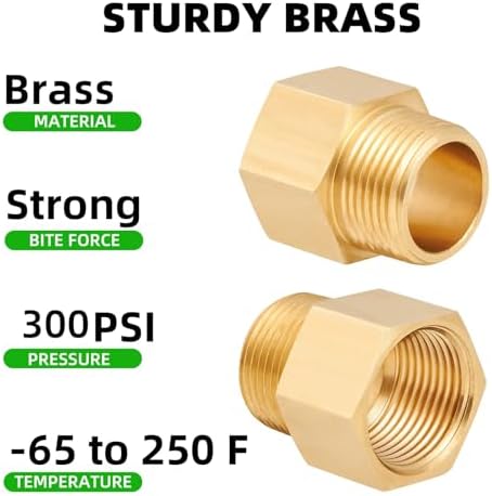 Brass Pipe Fitting,3/4 Inch NPT Male to 3/4 Inch NPT Female Brass Pipe Hose Tube Fitting 3/4'' Male NPT to 3/4'' Female NPT Reducer Adapter 5pcs (3/4 npt male x 3/4 npt female)