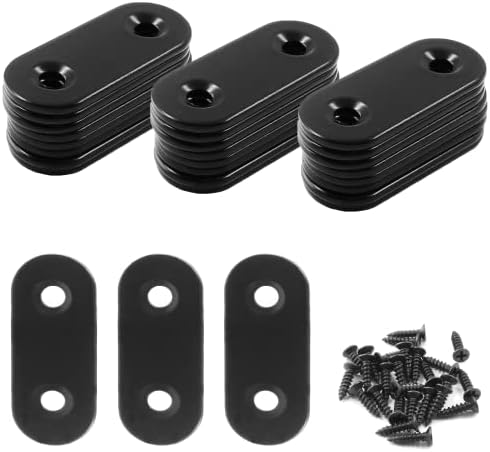 Jiozermi 24 Pcs Straight Brace 1.6" x 0.6", Stainless Steel Black