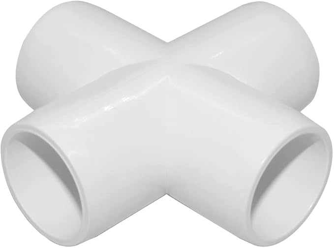 1/2 Inch Cross PVC Fitting 4 Way Connector, Furniture Grade Corner Fittings for Building Furniture Greenhouse Shed Pipe Fittings Tent Connection (Pack of 8)