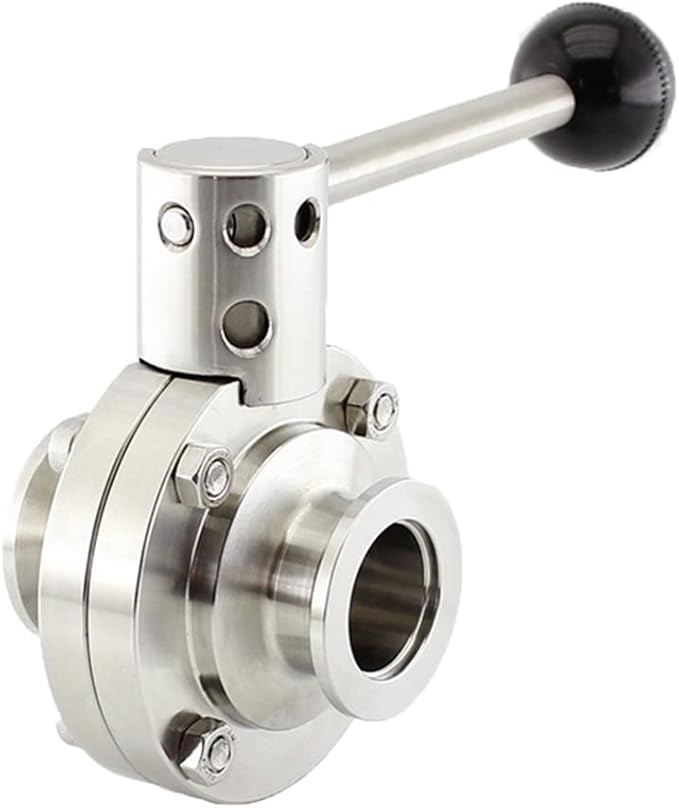 SHERICH KF40 Vacuum Butterfly Valve, Stainless Steel 304 Three-clamp Butterfly Valve with Handle and Silicone (KF40)