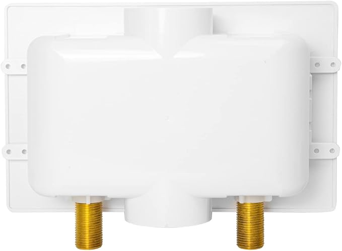 EFIELD Premium Washing Machine Outlet Box with Center Drain, 1/2 inch x 3/4 inch MHT Connection MIP, White (Stainless Steel Hammer Arrestor),(WM031)