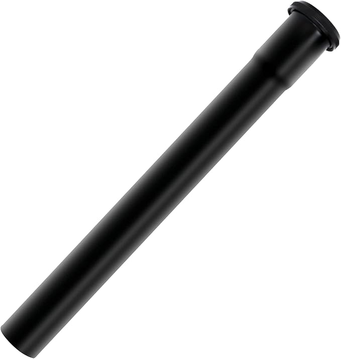Brass Slip Joint Extension Tube，1-1/4 Inch O.D(32mm) x 12 Inch P Trap Extension Pipe with Nut and Rubber Washer, Sink Drain Tailpiece for Bathroom Kitchen(Matte Black)