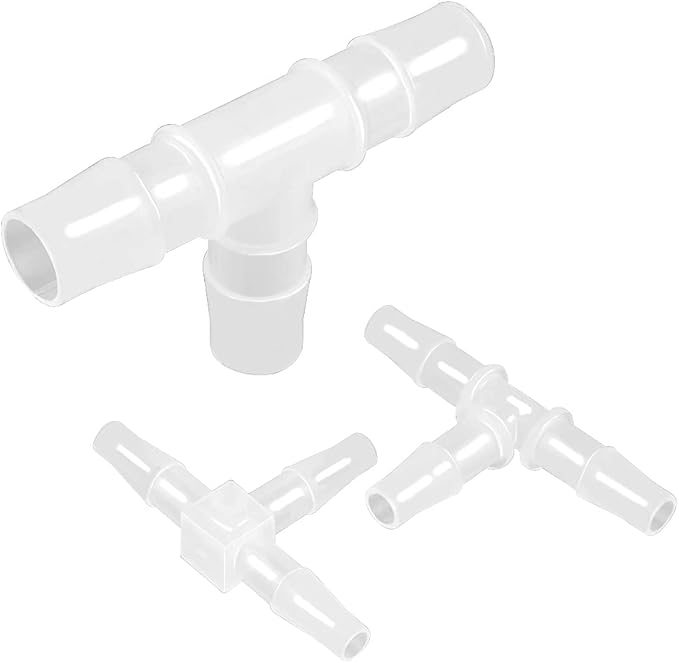 1" Tee Fitting Equal Barb 3 Way Hose Barb Adapter for Fuel Gas Liquid Air (Pack of 5)
