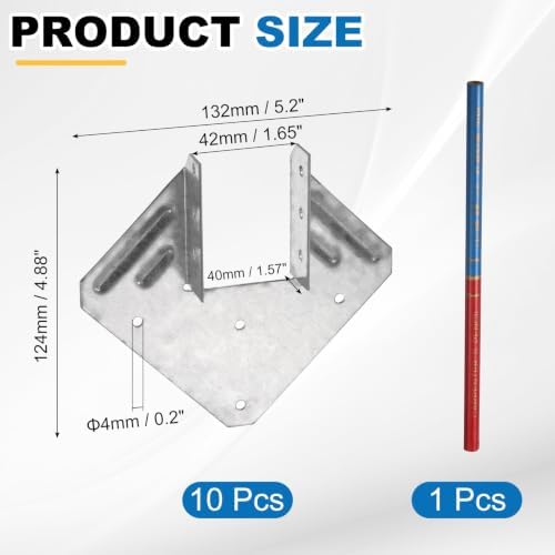 uxcell 10Pcs Joist Hanger, 2"x6" Galvanized Steel, 1.65" Inner Width