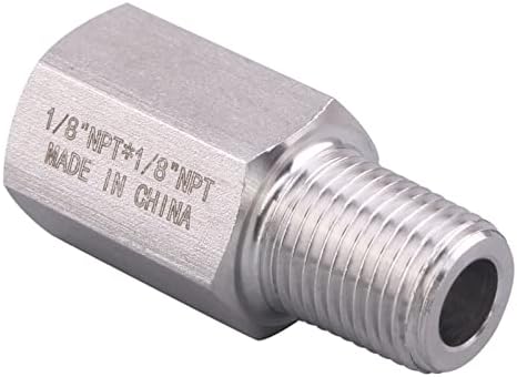 Forged Reducer Adapter Fitting - Stainless Steel 304 Reducing Pipe Connector, 1/8" NPT Female x 1/8" NPT Male (pack of 5)