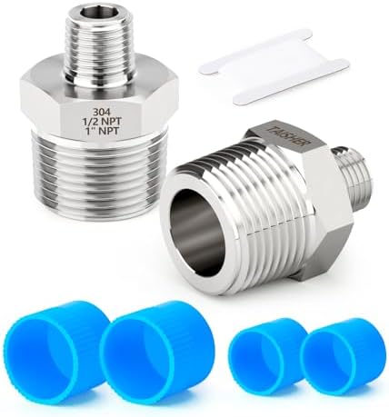 TAISHER 2PCS Forging of 304 Stainless Steel Reducer Hex Nipple, 1" NPT Male x 3/4" NPT Male Pipe Fitting